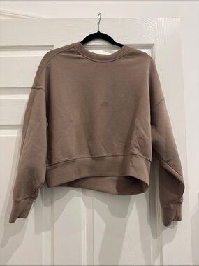 Cropped Crewneck Sweatshirt in Taupe